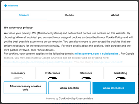 'milestonesys.com' screenshot