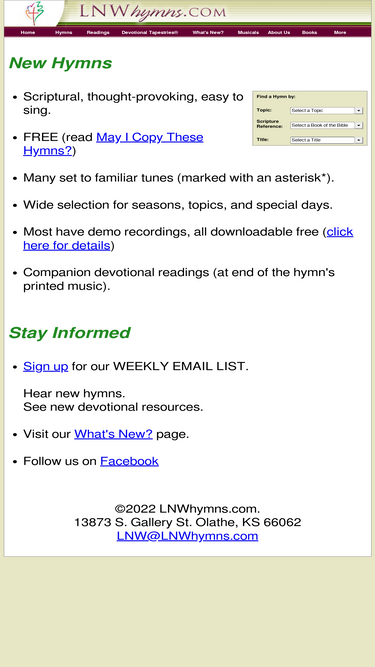 lnwhymns.com