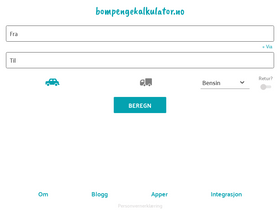 'bompengekalkulator.no' screenshot