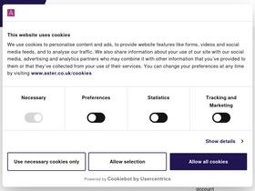 'aster.co.uk' screenshot