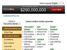 'lotteryquickpick.info' screenshot