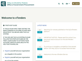 'etenders.gov.ie' screenshot