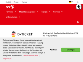 'kvb.koeln' screenshot