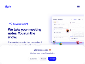 tldv - The meeting recorder that transcribes & summarizes your calls with customers, prospects, and your team. 