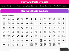 'copyandpastesymbols.net' screenshot