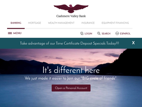 'cashmerevalleybank.com' screenshot