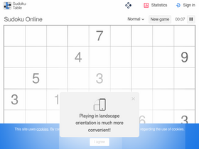 'sudokutable.com' screenshot