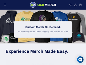 kickmerch.com homepage screenshot