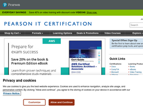 'pearsonitcertification.com' screenshot