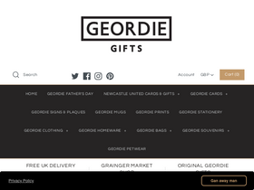 Geordie Gifts homepage screenshot