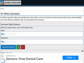 'airmilescalculator.com' screenshot