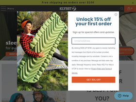 'klymit.com' screenshot