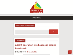 'arrivealive.mobi' screenshot