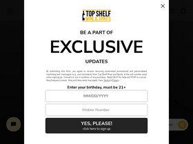 'topshelfwineandspirits.com' screenshot