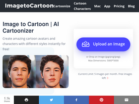 'imagetocartoon.com' screenshot