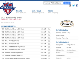 'pennrelaysonline.com' screenshot