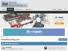 'homerecording.com' screenshot