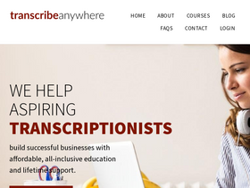 'transcribeanywhere.com' screenshot