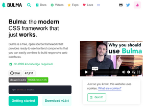 'bulma.io' screenshot
