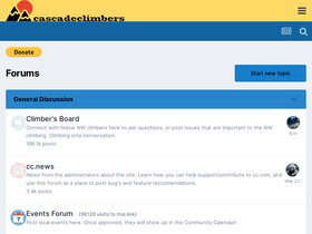 'cascadeclimbers.com' screenshot