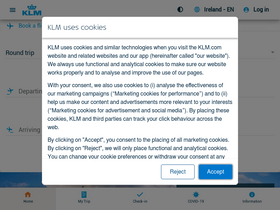 'klm.ie' screenshot