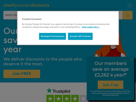 'charityworkerdiscounts.com' screenshot