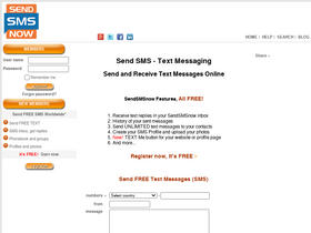 'sendsmsnow.com' screenshot