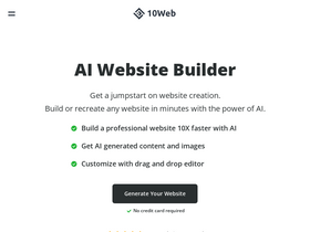 10Web - AI-driven website creation, hosting, optimization, and ecommerce in one platform.