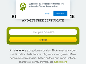 'mynickname.com' screenshot