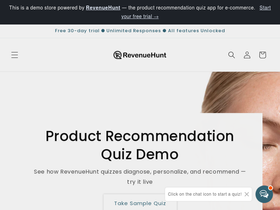 productrecommendationquiz.com homepage screenshot