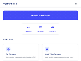 'rtovehicle.info' screenshot