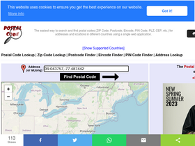 'thepostalcodelookup.com' screenshot