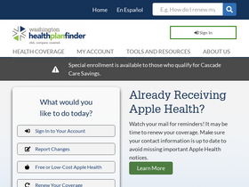 'wahealthplanfinder.org' screenshot