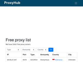 'proxyhub.me' screenshot