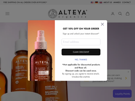 Alteya Organics homepage screenshot