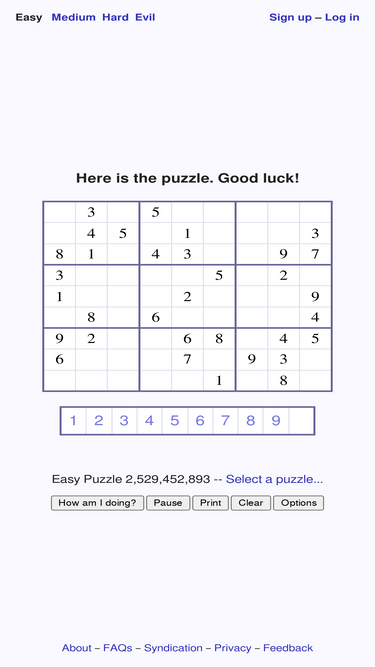 Sudoku Hard - Free Web Sudoku 247