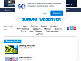 'sundayobserver.lk' screenshot