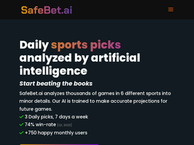 Safebet - Safebet is an AI-powered sports picks platform that provides daily analyzed picks for various sports. 