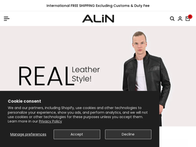 alinleather.com homepage screenshot