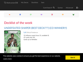'netrunnerdb.com' screenshot