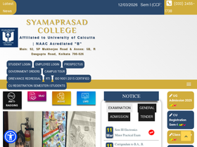 'syamaprasadcollege.in' screenshot