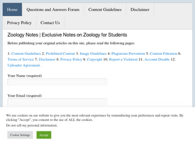 'notesonzoology.com' screenshot