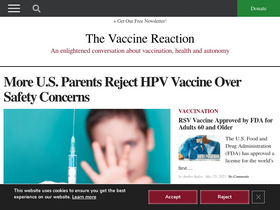 'thevaccinereaction.org' screenshot