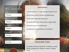'npcgenerator.com' screenshot