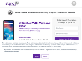 'standupwireless.com' screenshot