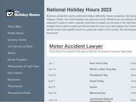 'theholidayhours.com' screenshot