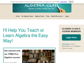 'algebra-class.com' screenshot