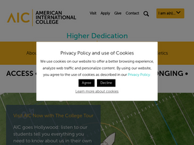'aic.edu' screenshot