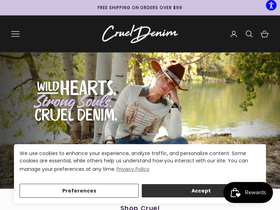 crueldenim.com homepage screenshot