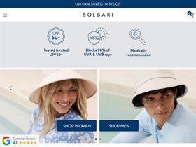 Solbari homepage screenshot